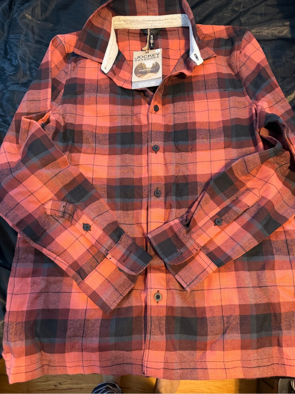 Jockey Red and Black Plaid Button-Down Shirt